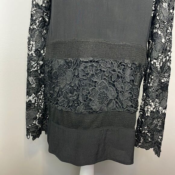 ASTR Black Long Sleeve Floral Lace Mini Dress. Size Large. Witchy, Goth Style. - Picture 10 of 15